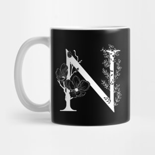 Letter N Monogram - Floral Initial Mug